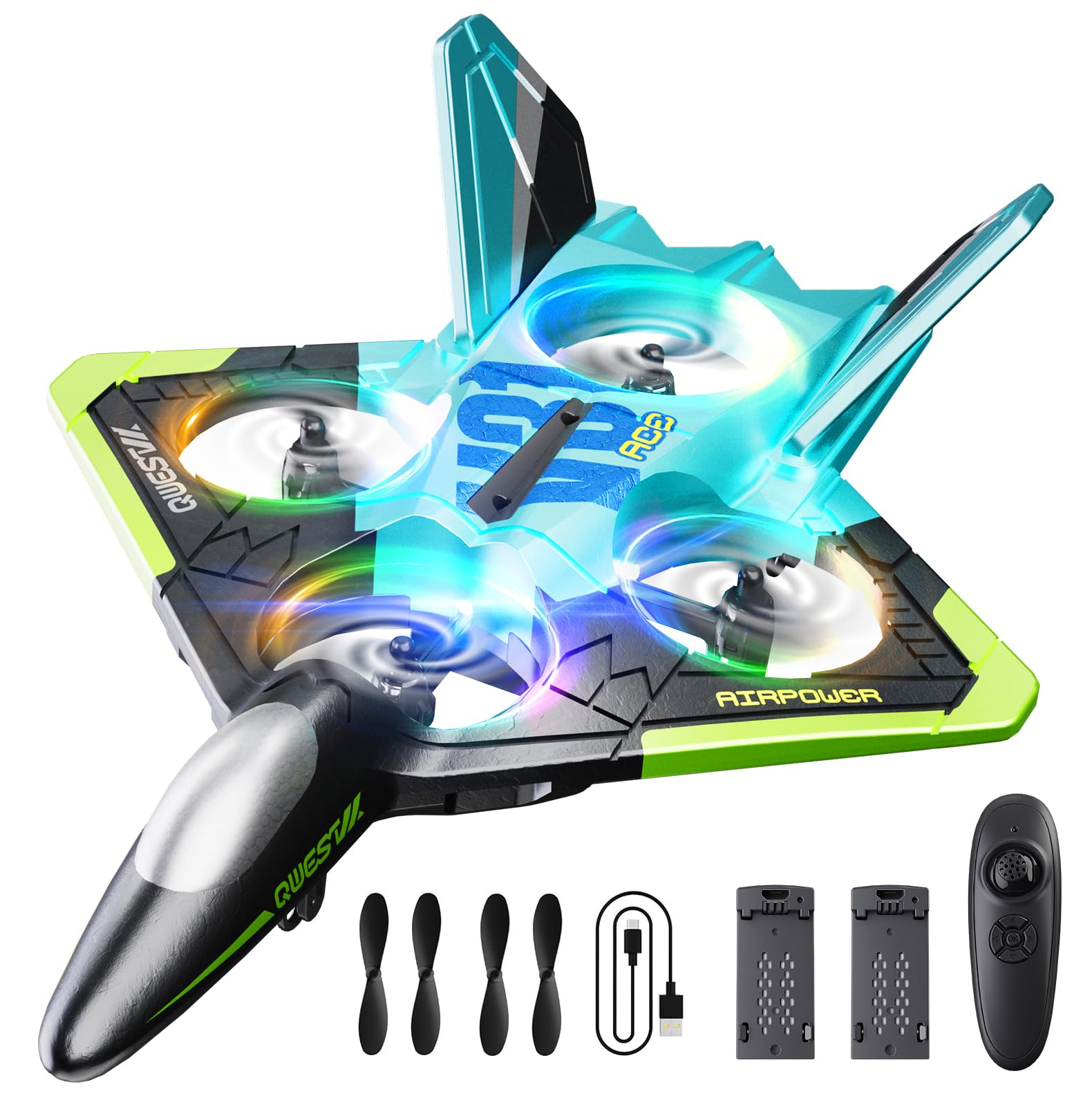 Photo 1 of 4DRC V31 Foam RC Planes Remote Control Airplanes for Kids Adults 8-16, Remote Control Planes Fighter Jet with Light, 360° Flip Fighter Jet Toy, Gravity Sensing, Stunt Roll, Gifts for Kids Boys