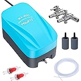 Pawfly Aquarium Air Pump 60 GPH Oxygen Pump for 20 to 60 Gallon Fish Tanks Buckets Quiet Aerator Pump Kit with Airline Tubing