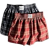 MakeMeChic Women's Plus Size 2 Pack Shorts Plaid Print Elastic Waisted Wide Leg Y2K Pajama Shorts
