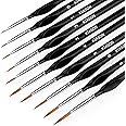 KIASON 10PC Miniature Paint Brush for Fine Detailing,Small Painting Brushes Set for Art, Crafts, Acrylic, Watercolor, Oil, Model, Face, 40k & Paint by Number, Figurine (Black)