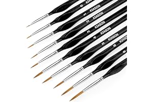 KIASON 10PC Miniature Paint Brush for Fine Detailing,Small Painting Brushes Set for Art, Crafts, Acrylic, Watercolor, Oil, Model, Face, 40k & Paint by Number, Figurine (Black)