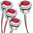 Gebildet 4pcs 110V 20mA Energy Saving Indicator Metal Indicator Lamp Waterproof Signal Lamp Hole Size 16mm Red LED (Spherical Surface Head)