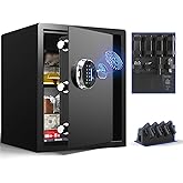 Grimtron Smart Biometric Safe Fingerprint Lock Box with Silent Mode, Backlit Keypad and LED Light, Small Caja Fuerte Valentines Day Gifts for Men Women (16.54"H x 12.99"D x 13.78"W)