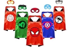 VOSOE Superhero Capes and Masks Cosplay Costumes Birthday Party Christmas Halloween Dress up Gift for Kids (New Hulk 5 Sets)