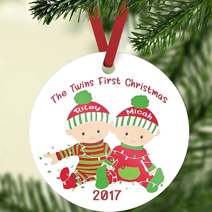 twins first christmas ornament