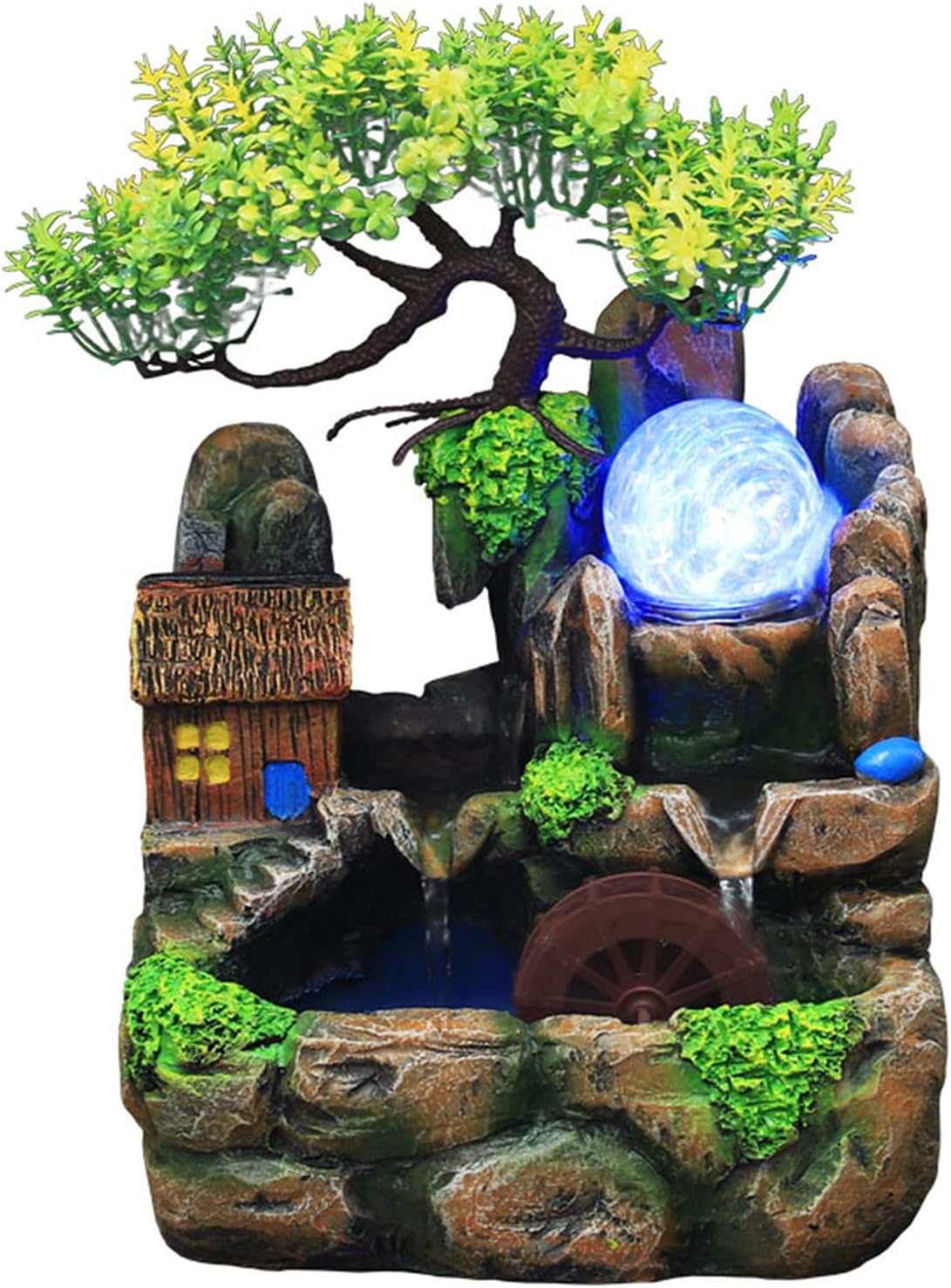 Indoor Fountains & Accessories - Indoor Relaxation Desktop Fountain Waterfall, Zen Meditation Indoor Waterfall Feature with Automatic Pump, Illuminated Waterfall for Home Office Bedroom Desk Décoration (Style 4)