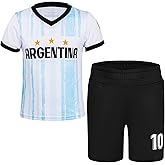 Cnins Youth Soccer Jerseys for Kids Argentina 10 Jersey for Boys Soccer Football Kit Shirt for Child Girls(CNSK-AT,12Y)