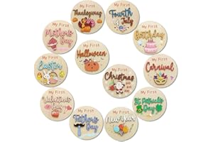 DUOJINSANXI 12 Pcs My First Halloween, My First Holiday Milestone Signs, Baby Milestone Signs, Baby Announcement Sign, Newborn Announcement Sign, Hanksgiving Newborn Photo Props for Shower Party Supplies Gift