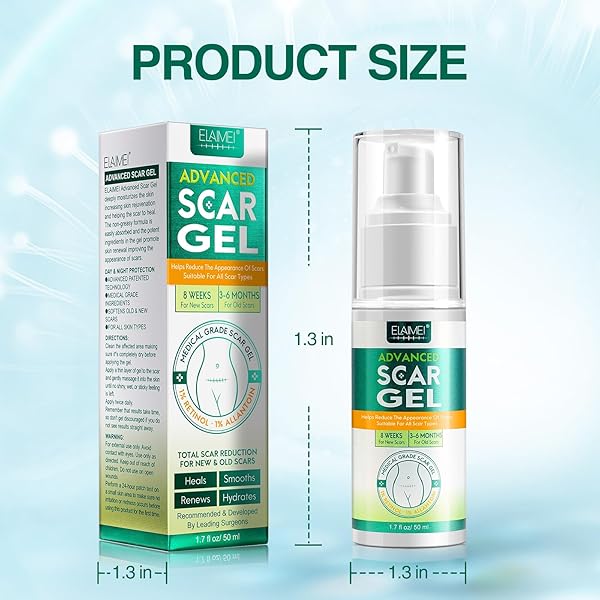 SILICONE SCAR GEL, ADVANCED SCAR TREATMENT CREAM GEL, KELOID BUMP REMOVAL FOR OLD AND NEW SCARS, SURGICAL SCARS, C-SECTION, BURN, STRETCH MARK 1.7 OZ (50G)