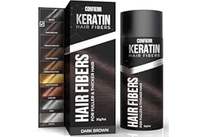 CONFIERR Keratin Hair Fibers for Men & Women - Fill In Fine or Thinning Hair, Instantly Thicker, Fuller Looking Hair (Dark Brown 30g)
