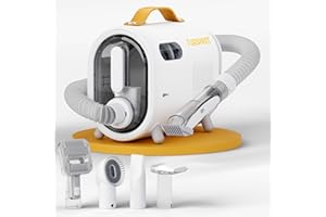 Fursprint Pet Grooming Vacuum Kit - Super-Quiet Dog Hair Vacuum Groomer with Brush, Detangle, Deshed, Trim, Clean, & Dry Attachments - All You Need Pet Grooming Kit at Home