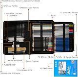 Cozii 72Pcs Sketching Kit Set with Sketchbook Carry Case Pro Art Supplies view 2