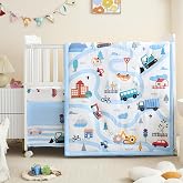 NacoMoco 3-Piece Crib Bedding Set for Boys Girls - Ultra Soft &amp; Skin Friendly Baby Bedding Set Includes Crib Comforter, Sheet &amp; Crib Skirt(Vehicle)