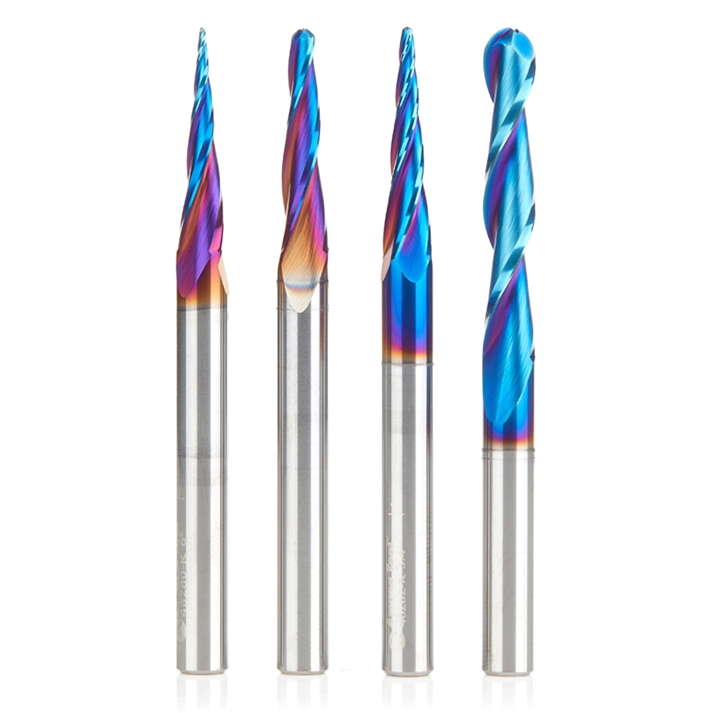 Amana Tool AMS-148-K 4-Pc SC Spektra Extreme Tool Life Coated 2D/3D Carving 1/4 Inch SHK Router Bit Pack