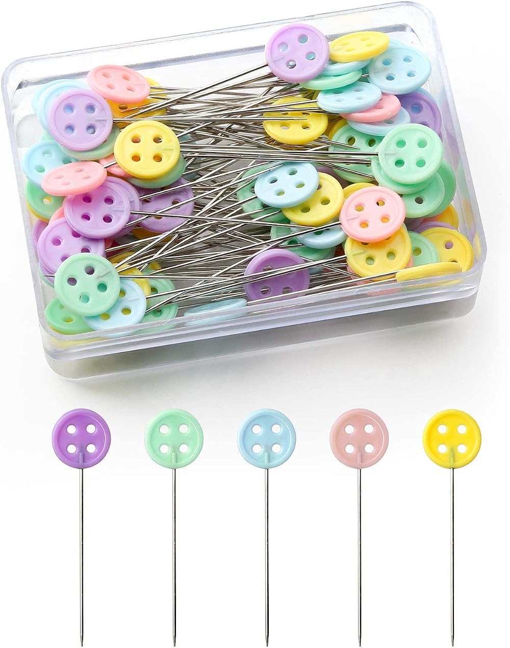 HXC 100 Piece Button Sewing Pins Set Glass Head Safety Dressmaking Craft
