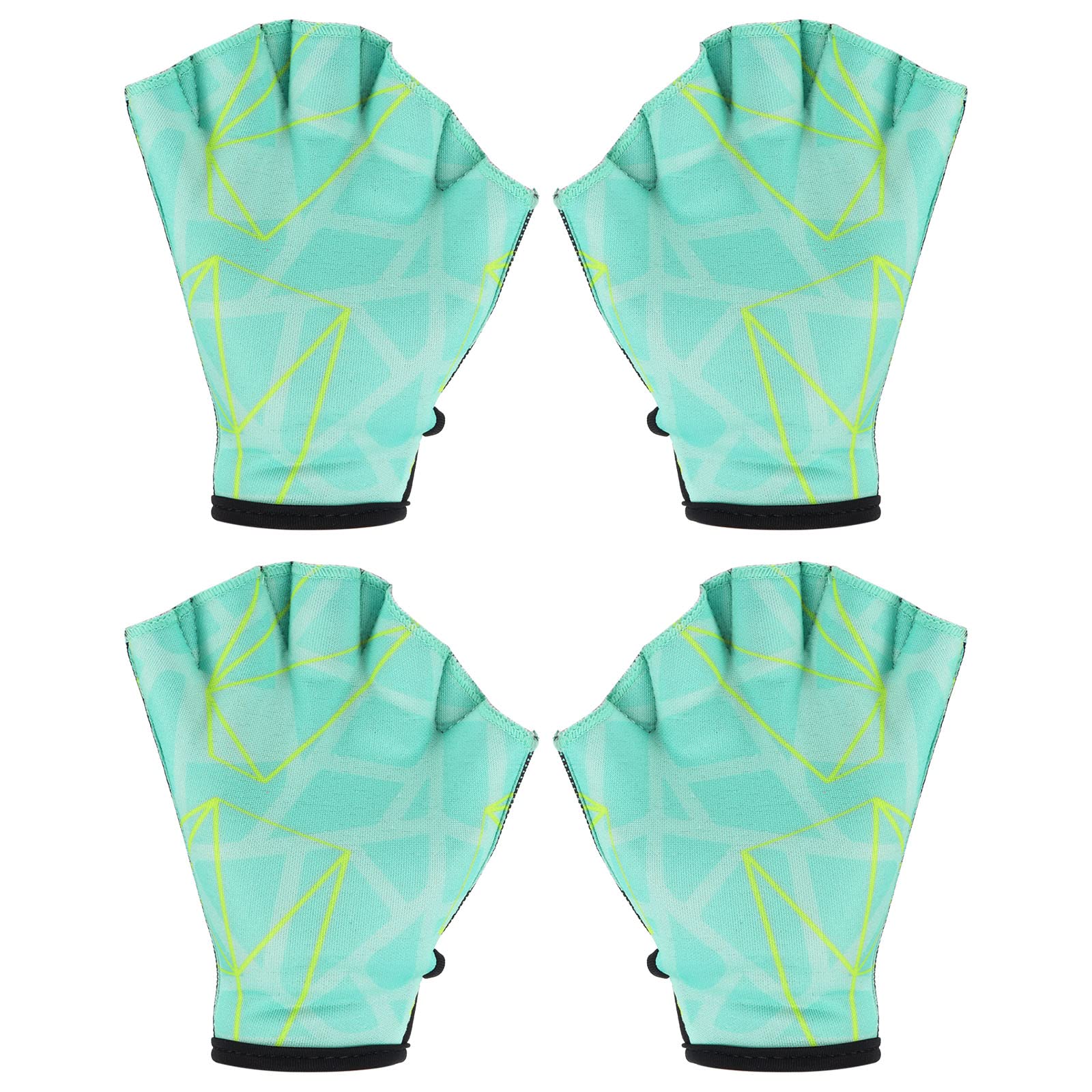 PATIKIL Webbed Swim Gloves, 2Pairs Swimming Aquatic Gloves Printing Water Resistance Training Accessories for Swimming and Diving, M, Light Green