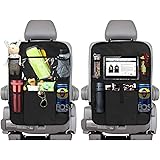 Backseat Car Organizer Kick Mats, KNGUVTH Car Seat Back Protectors with Clear 10" Tablet Holder + 5 Storage Pockets Back seat