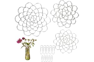 CCSMALL Flower Arrangement Metal Holder, Floral Grid Flower Frog Tool Wire Arranger Twist for Vase Floral Stems Bouquets Plant Fixation Floral Arranger Holder Reusable 3 Pcs 4/5/6Inch Silver