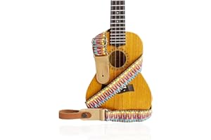 Ranloesa Premium Adjustable Ukulele Strap, Stylish Uke Straps Drill or No Drill Shoulder Harness Strap for All Size Ukuleles