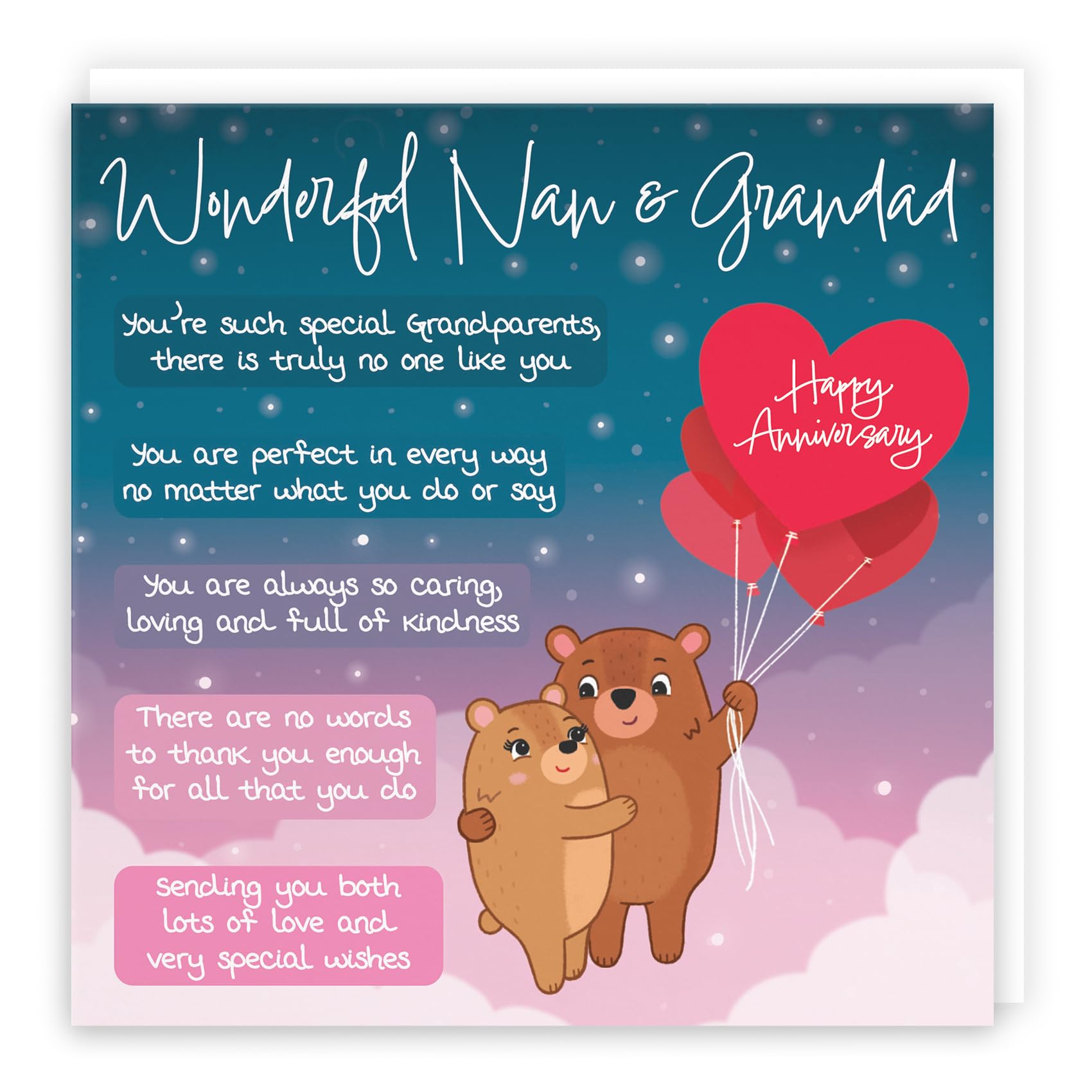 Hunts England - Nan And Grandad Poem Anniversary Card - Starry Night - Cute Bears - Verse Anniversary Card For Nan And Grandad - Happy Anniversary Nan And Grandad Card