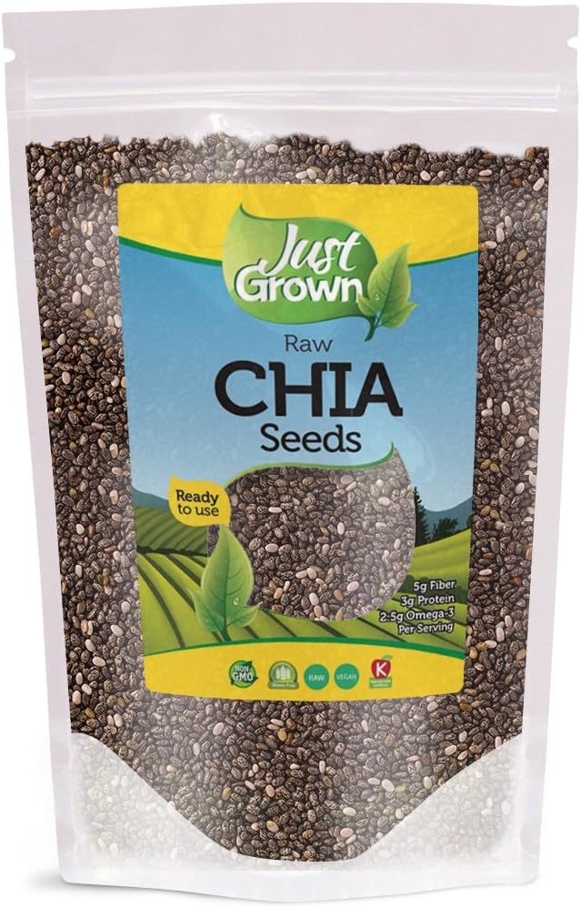 Just Grown Chia Seeds Raw Black 5 lb Bulk (80 Ounces)