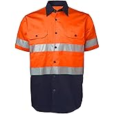 LANTERN FISH High Visibility Shirts Class 3 Reflective Men's Hi Vis Safety Cotton Shirt Lightweight for Construction Work