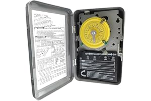 RAFISI T104 24-Hour Mechanical Timer Switch - 208-277 VAC 5HP 40A DPST Heavy Duty, Indoor Metal Enclosure, Manual Override & Included Trippers, 12 ON/Off Cycles - for Pool, Pumps, HVAC Systems