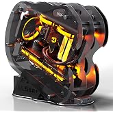 MegaPC Upgraded Open-Frame Mid-Tower Micro-ATX/Mini-ITX Gaming PC Case, Tempered Glass Side Panel, Pre-Installed ARGB PWM Fan, with USB3.0, Type-C, 240mm Radiator Support (Black)