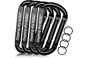 OUPENG SKY Carabiner Clip,855lbs，3" Heavy Duty D Ring Caribeener Clips,Carabiner Keychain Caribeaners for Hammocks,Camping,Hiking,Outdoors,Gym,Small Carabiners for Dog Leash,Harness,Key Ring, Black