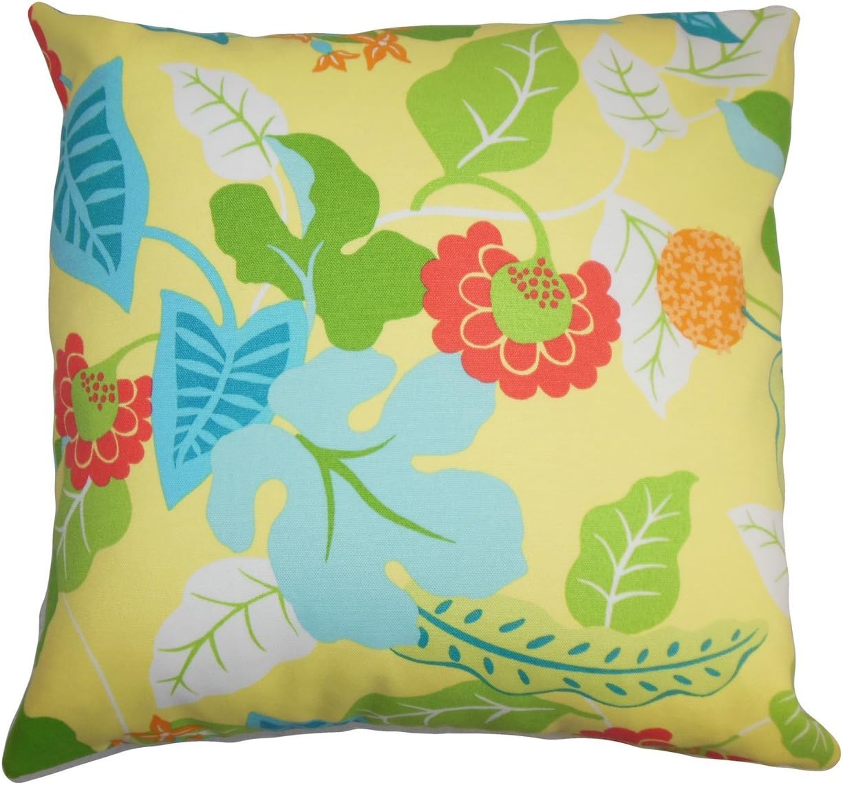 The Pillow Collection Gamila Floral Outdoor Cushion Cover, Polyester, Yellow, 22865 x 22865 x 7999 cm