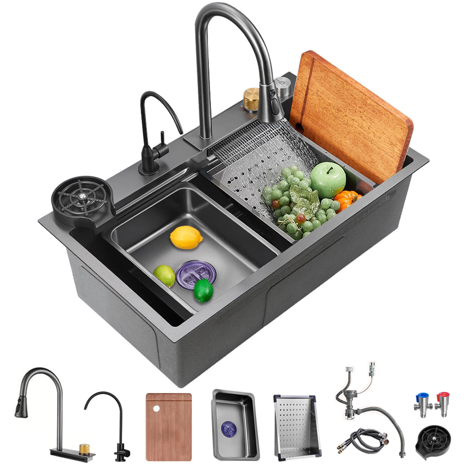 Mua Ribanedy 31.5-inch Black-Grey Nano Kitchen Sink 304 Stainless Steel ...