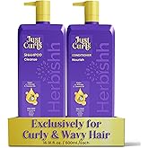 Herbishh Curly Hair Shampoo and Conditioner Set (16.91 oz Each) With Coconut & Avocado Oil for Wavy and Coily, Haircare for Women & Men, Curly Hair Products for Frizz Control, Vegan and Paraben Free