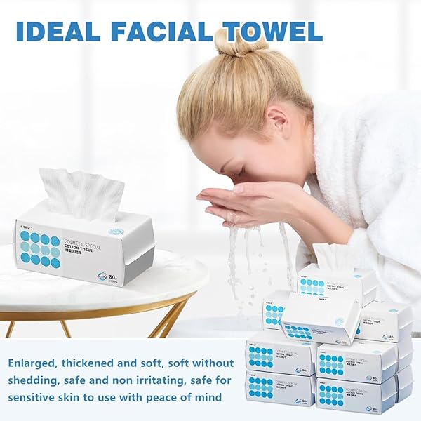 DISPOSABLE FACE TOWELS, BIODEGRADABLE CLEAN TOWELS, ULTRA SOFT & THICK CLEAN FACIAL WASH CLOTH FOR SENSITIVE SKIN, MAKEUP REMOVER CLEAN WIPES, LINT-FREE 80 COUNT
