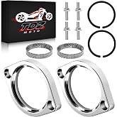 TDZ MOTO Gasket &amp; Flange Kit with Nuts、Clips &amp; Washers for Harley Big Twin Sportster 883 XL883 1200 XL1200, Dyna FXD FXDWG FLST FLT FXR, Softail, Touring Bobber Chopper 200 1984-2023, Chrome