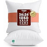 Utopia Bedding 26x26 pillow inserts, White Throw Pillows for Couch, 2 Pack | Indoor cushion inserts for bed, sofa &amp; couch, Supportive &amp; fluffy decorative pillows for everyday comfort, Set of 2, White