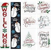 Christmas Stencils for Crafts Reusable Let It Snow Stencil for Porch Signs | Large Christmas Stencils for Painting on Wood Vertical Welcome Snowman Holiday Stencil for Door Mats