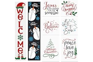 SUNVERSE Christmas Stencils for Painting on Wood Let It Snow Stencil for Porch Sign Merry Christmas Stencil Believe Snowman Holiday Stencils for Crafts Reusable