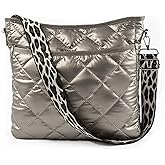 WiseBoy Quilted Crossbody Bag, Puffy Crossbody Purses with Wide Strap, Cotton Quilted Shoulder Bags for Women