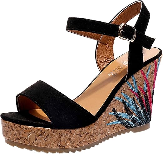 hymyyxgs Womens Espadrille Cork Platform Wedge Sandals Ankle Strappy Open Toe Slingback High 