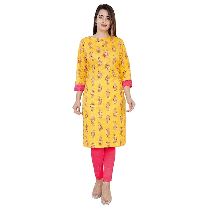 PURE COTTON BUTTA PRINTED STRAIGHT KURTI