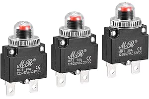 MECCANIXITY Circuit Overload Protector 20A AC125/250V DC32V Push Button Thermal Circuit Breaker for Air Compressor with Water