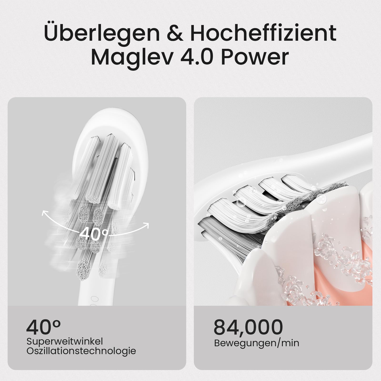 Oclean elektrische Zahnbürste X Elite 10, Touchscreen mit 12 Bereichsverfolgung, 5 Putzmodi Schallzahnbürste mit Timer, 40 Tage Akkulaufzeit Sonic Electric Toothbrush, 45dB, Grau 6