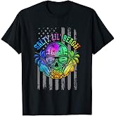 Salty Lil' Beach Skull Beach Sunglasses Palm Trees T-Shirt