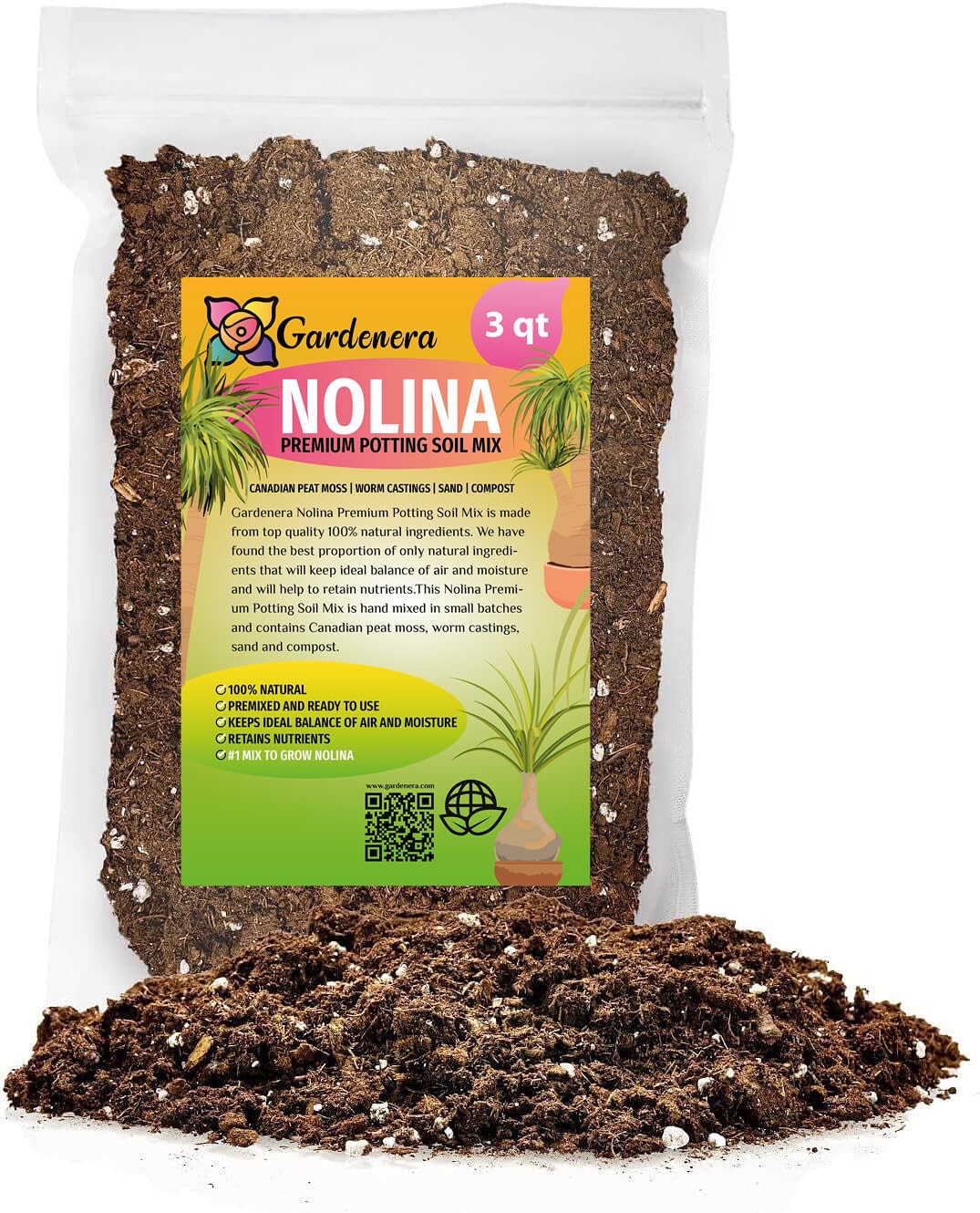 GARDENERA Nolina Plant Potting Soil - Enhance Form