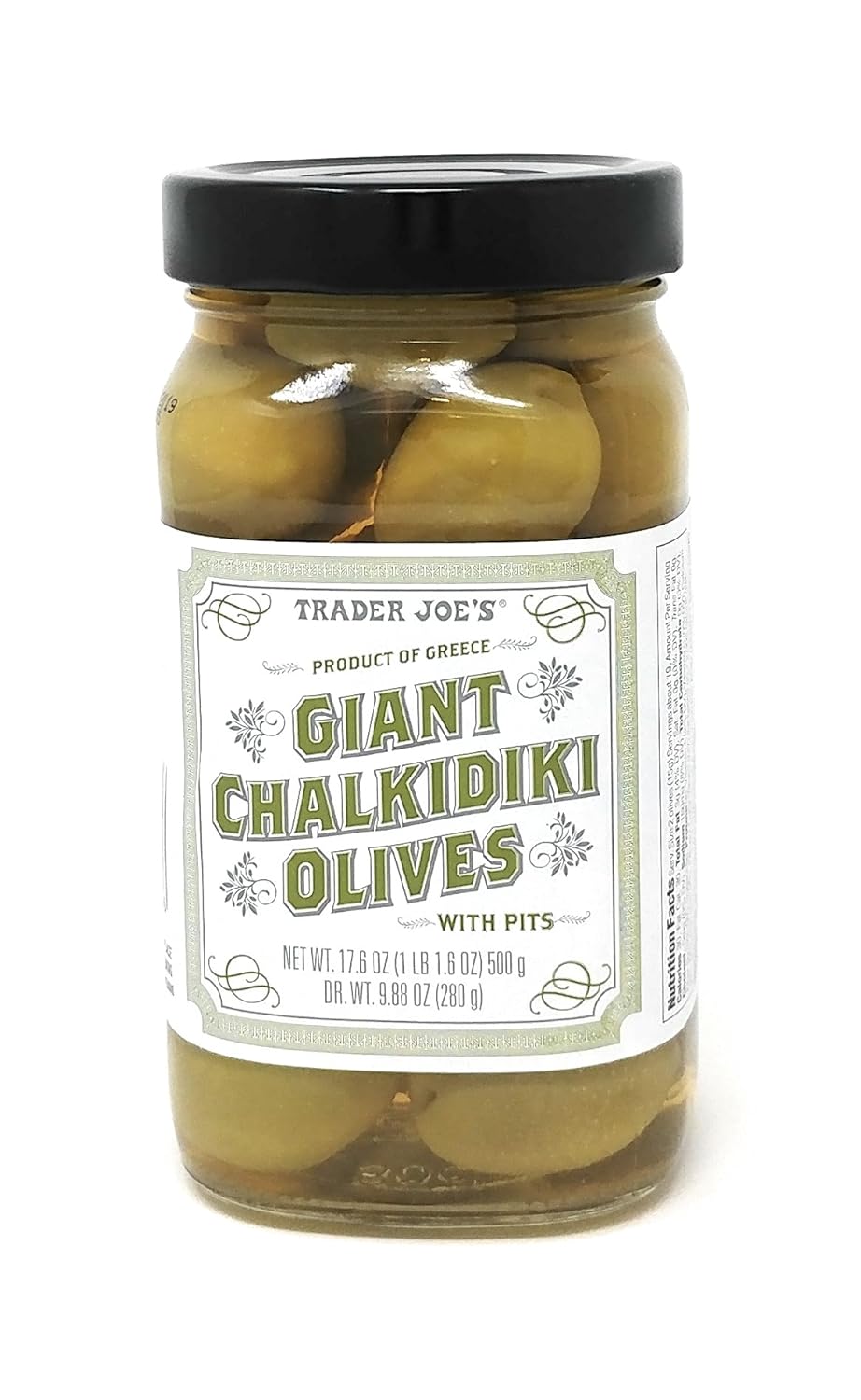 Amazon Com Trader Joe S Greek Giant Chalkidiki Olives With Pits Net Wt 17 6 Grocery Gourmet Food