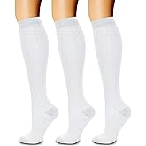 CHARMKING Compression Socks for Women & Men Circulation (3 Pairs) 15-20 mmHg is Best Support for Athletic Running Cycling