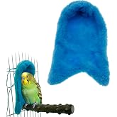 Corner Fleece Bird Blanket Cozy Bird Bed Warmer Parrot House Cage Snuggle Hut Bed Hanging Hammock Toy for Parakeet Cockatiel Conure Pigeon Lovebirds Small Animals Shelter Plush Bedding(Blue/M)