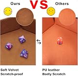 SIQUK 2 Pieces Dice Tray Hexagon Folding PU Leather Velvet Holder Black Camel view 7