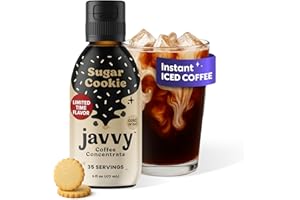 JAVVY Coffee Concentrate - Limited Release Flavors - Cold Brew Coffee, Perfect for Hot or Iced Instant Coffees, Hot Drinks, Cold Brew Concentrate, 35 Servings - Sugar Cookie