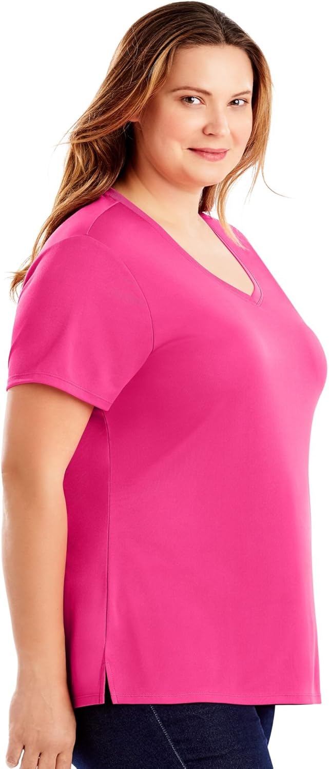Just My Size Women's Plus-Size Cool DRI Short Sleeve V-Neck Tee at  Women’s Clothing store